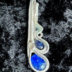 Real sapphire and aquamarine pendant